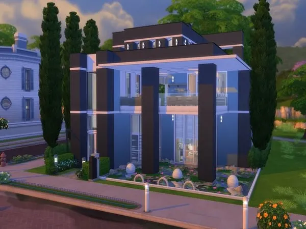 Maxis Match Blue Bird Modern House - The Sims 4 Custom Content