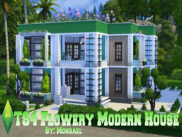 Maxis Match Flowery Modern House BASE GAME - The Sims 4 Custom Content