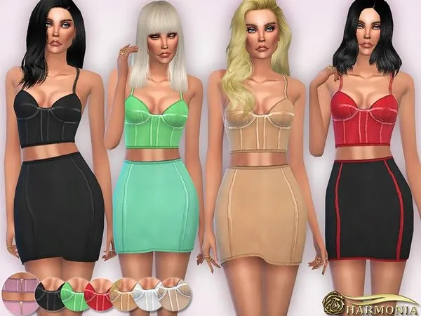Rococo Stretch Knit Panelled Dress - The Sims 4 Custom Content