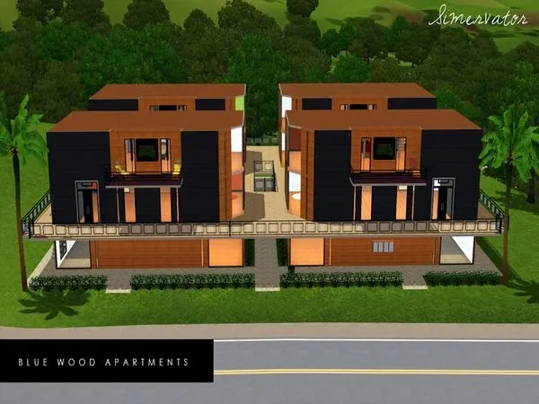 Blue Wood Apartments - The Sims 3 Custom Content