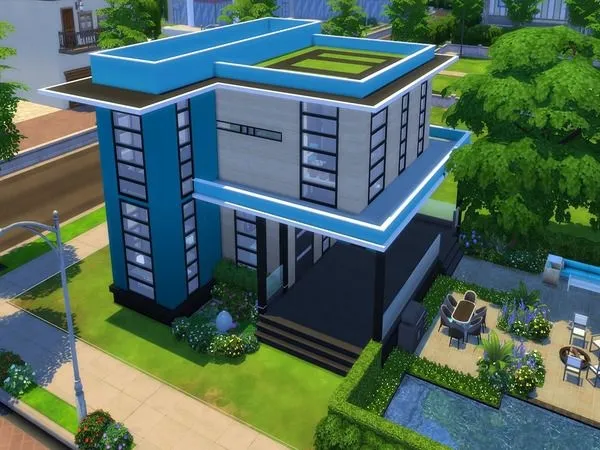 Maxis Match Aquamarine Modern House - The Sims 4 Custom Content