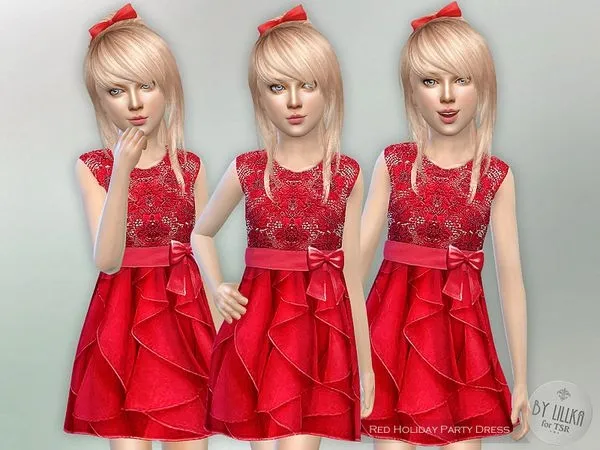 Red Holiday Party Dress - The Sims 4 Custom Content