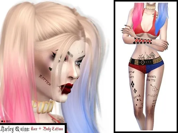 Mix HARLEY QUINN TATTOOS - The Sims 4 Custom Content