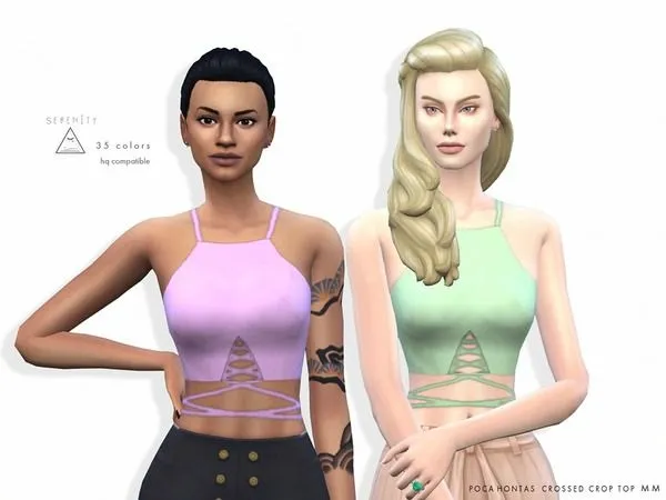 Pocahontas Crossed Crop Top MM - The Sims 4 Custom Content