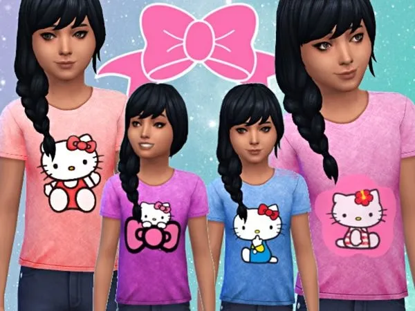 Girls' Hello Kitty Tees - The Sims 4 Custom Content