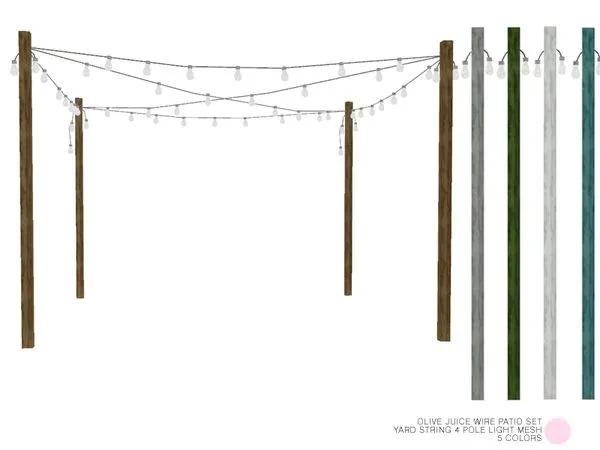 Yard String 4 Pole Light Mesh by thesimsresource - The Sims 4 Custom Content