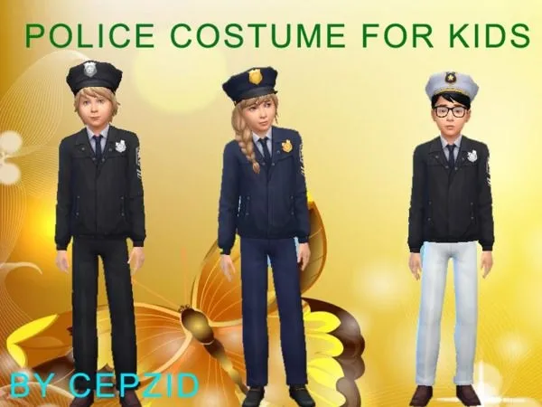 Police costume for kids - The Sims 4 Custom Content