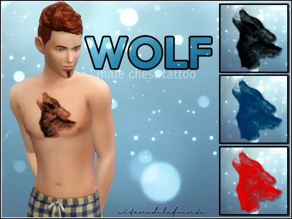 Mix Wolf chest tattoo - The Sims 4 Custom Content