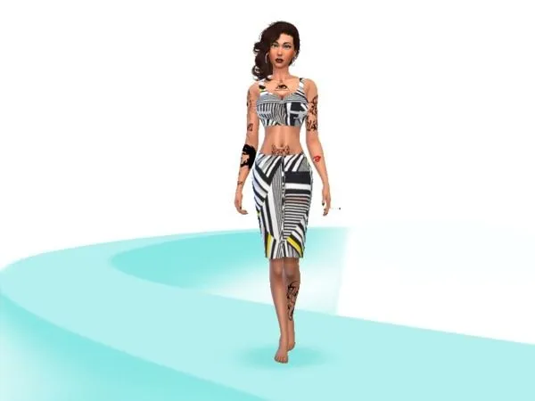 CLUTTERED STRIPES TOPSKIRT - The Sims 4 Custom Content