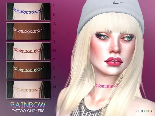 Rainbow Tattoo Chokers - The Sims 4 Custom Content