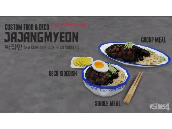 Jjajangmyeon Korean Black Bean Noodles - The Sims 4 Custom Content