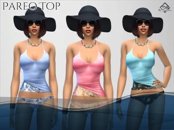 Pareo Top of Pareo Tankini Set - The Sims 4 Custom Content