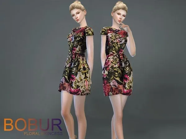 Bobur floral Princess dress - The Sims 4 Custom Content
