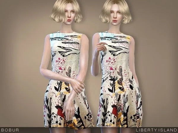 Bobur liberty island dress - The Sims 4 Custom Content