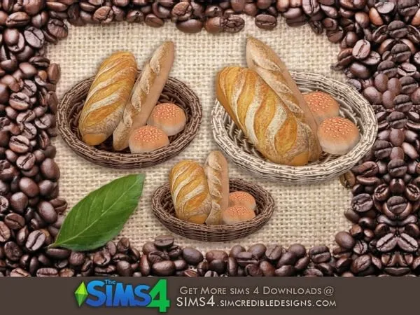 Cafeteria goodies breads by thesimsresource - The Sims 4 Custom Content