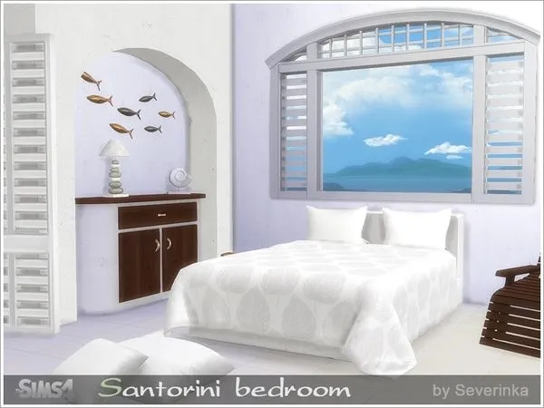 Santorini bedroom by thesimsresource - The Sims 4 Custom Content