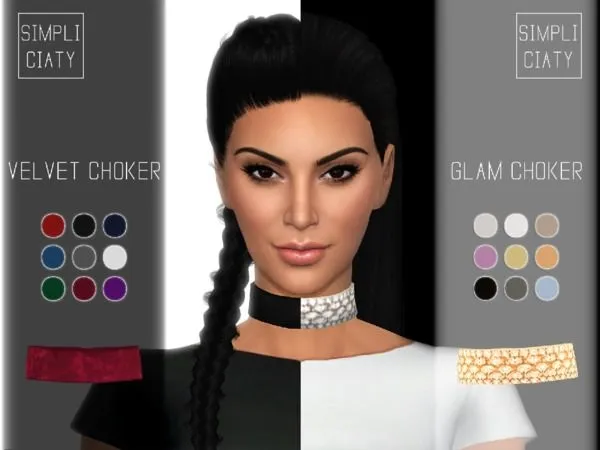 Velvet Glam Chokers - The Sims 4 Custom Content