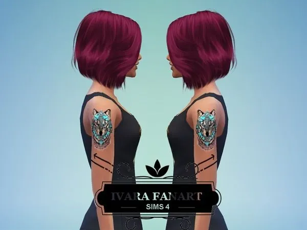 Mix Blue Wolf Tattoo Set - The Sims 4 Custom Content