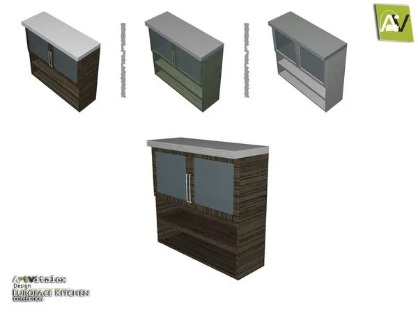 Euroface Glass Cabinet with Shelves - The Sims 4 Custom Content