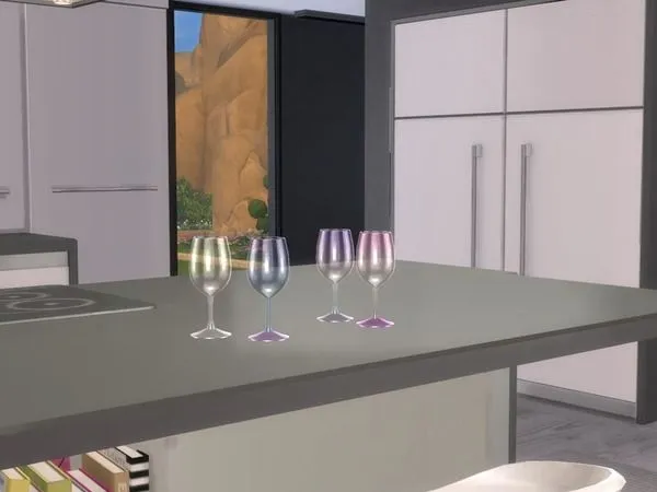 Black White Dining Wine Glass Empty by thesimsresource - The Sims 4 Custom Content