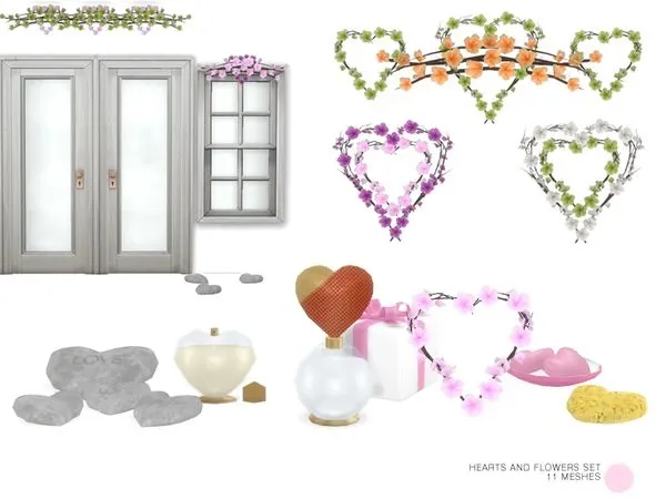 Heart And Flowers Set by thesimsresource - The Sims 4 Custom Content