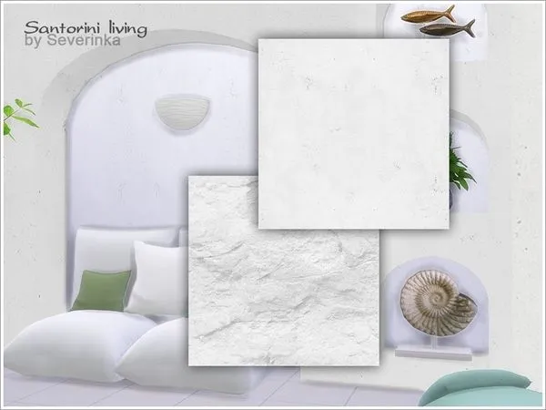 Santorini stucco wall by thesimsresource - The Sims 4 Custom Content