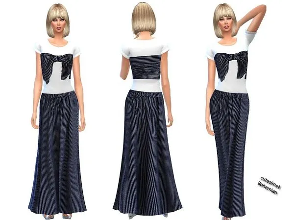 bohemian summeroutfit blue - The Sims 4 Custom Content