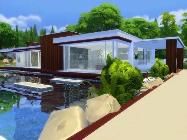 Maxis Match Modern Pool House - The Sims 4 Custom Content