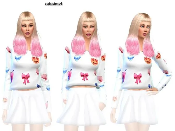 summer outfit emoji white - The Sims 4 Custom Content