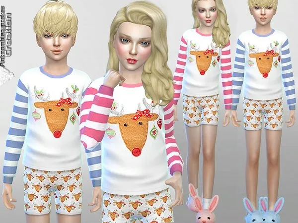 PZC Reindeer Pyjama Winter Set - The Sims 4 Custom Content