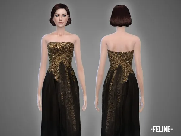Vestido de Gala Feline - The Sims 4 Custom Content