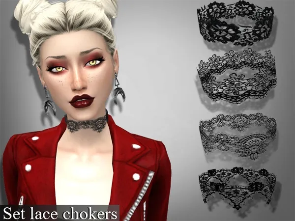 Alpha Set lace chokers - The Sims 4 Custom Content
