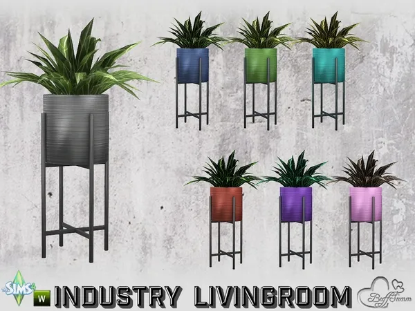 Livingroom Industry Planter v2 by thesimsresource - The Sims 4 Custom Content