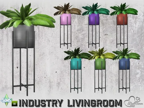 Livingroom Industry Planter v8 by thesimsresource - The Sims 4 Custom Content