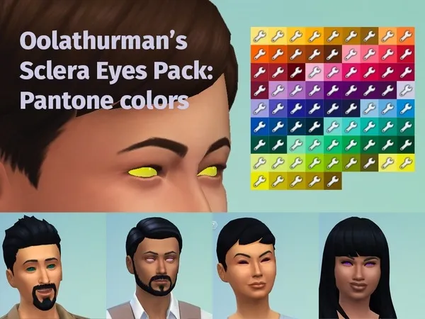 Alpha Sclera Eyes with Pantone Colors - The Sims 4 Custom Content
