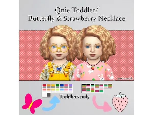 Maxis Match Qnie ToddlerButterfly Strawberry Necklace - The Sims 4 Custom Content