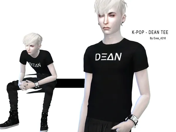Alpha K Pop DEAN Tee for Male - The Sims 4 Custom Content