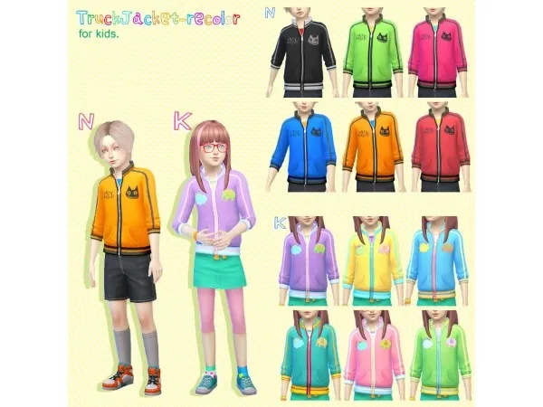 Alpha TruckJacket Recolor for Kids - The Sims 4 Custom Content