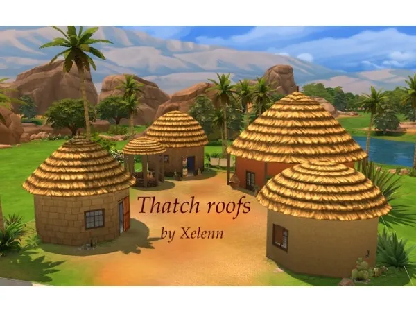 Alpha Thatch Roofs - The Sims 4 Custom Content