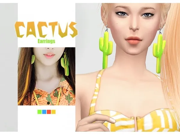 Maxis Match Cactus Earrings by waekey - The Sims 4 Custom Content