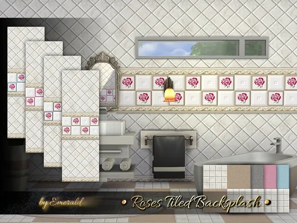 Alpha Roses Tiled Backsplash - The Sims 4 Custom Content