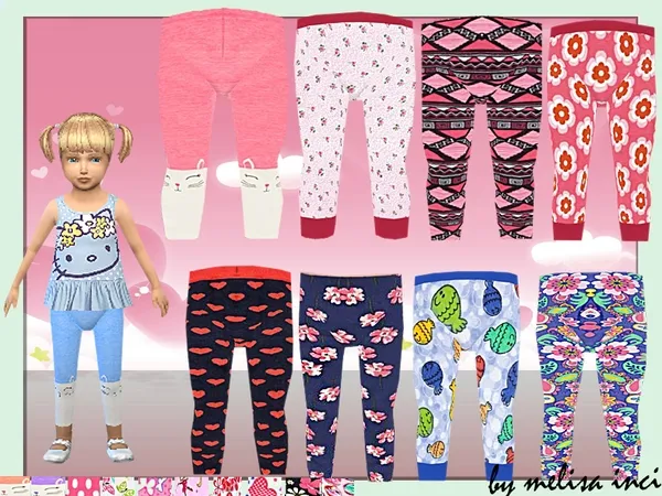 Alpha Toddler Floral Printed Leggings - The Sims 4 Custom Content