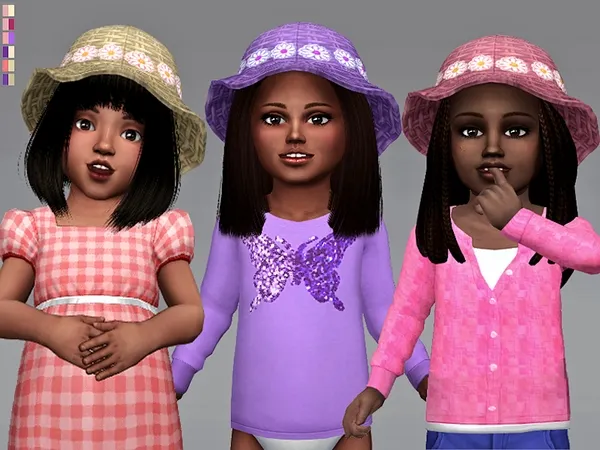 Alpha S4 Toddler Wicker Flower Hat - The Sims 4 Custom Content