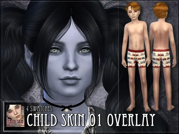 Alpha Children skin 01 unisex overlay - The Sims 4 Custom Content