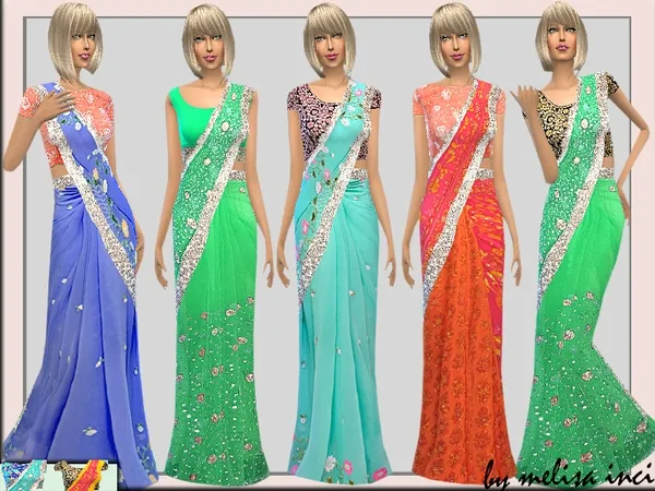 Alpha Embroidered Silk Saree - The Sims 4 Custom Content
