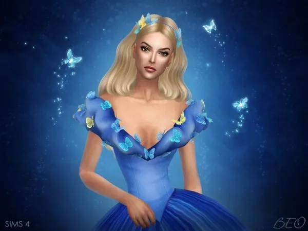 Alpha CINDERELLA (2015) BUTTERFLIES DRESS - The Sims 4 Custom Content