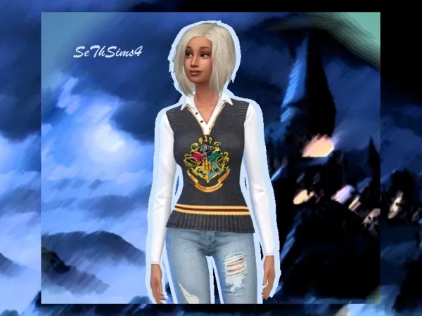 Alpha Hogwarts Themed Shirt - The Sims 4 Custom Content