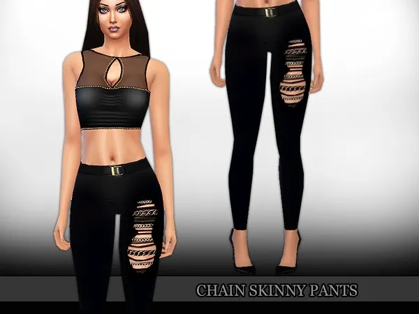 Alpha Chain Skinny Pants - The Sims 4 Custom Content