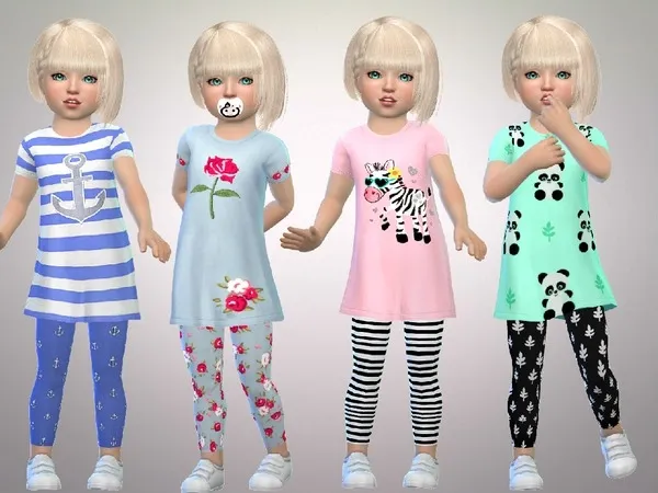Alpha Toddler Girls Full Outfits - The Sims 4 Custom Content