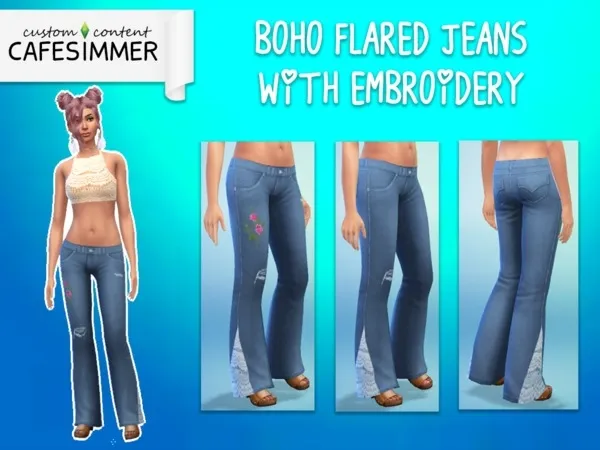 Alpha Cafesimmer Boho Flared Jeans - The Sims 4 Custom Content